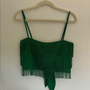 Altar'd State Green Sleeveless Crop Tie Front Top